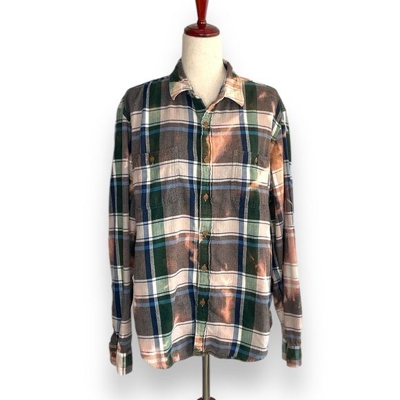 J. Crew Other - Vintage J.Crew Bleach Upcycled Tie Dye Button Down Flannel Size XLarge